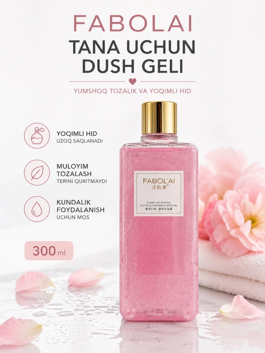 FABOL'AI hidli dush geli, kundalik foydalanish uchun, terini tozalaydi, 500 mla