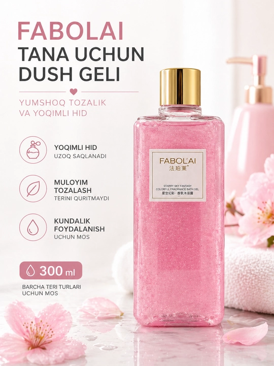 FABOL'AI hidli dush geli, kundalik foydalanish uchun, terini tozalaydi, 500 mla