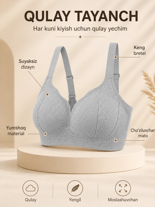 Ayollar uchun choksiz byustgalter simsiz yumshoq lifchik top bazaviy ichki kiyim qulay