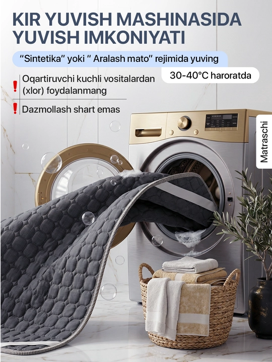 Bambukli matras uchun qoplama namatrasnik, rezinkali matrasga chexol