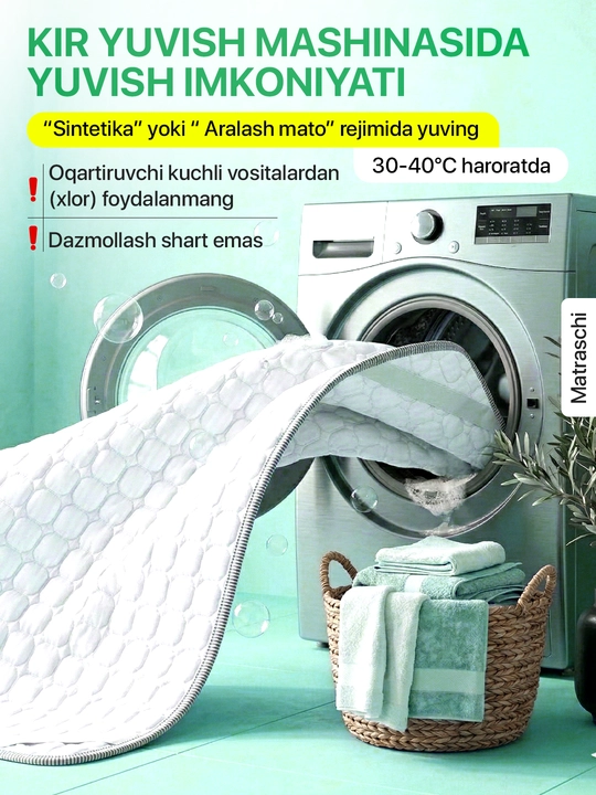 Bambukli matras uchun qoplama namatrasnik, rezinkali matrasga chexol