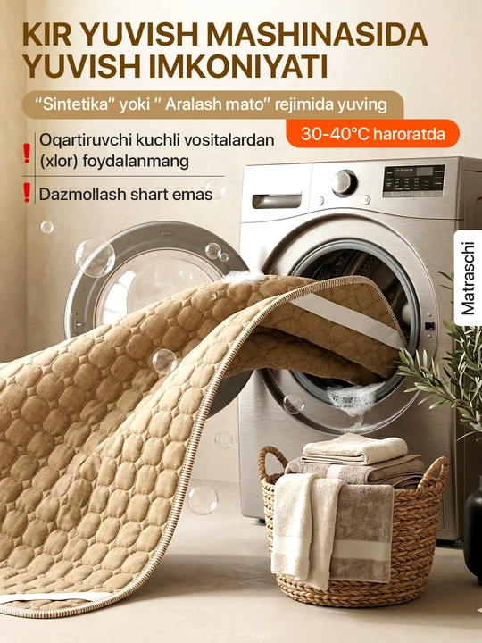 Bambukli matras uchun qoplama namatrasnik, rezinkali matrasga chexol