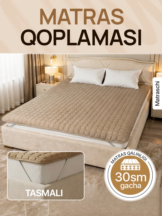 Bambukli matras uchun qoplama namatrasnik, rezinkali matrasga chexol