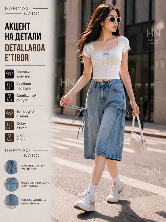 Ayollar jinsi shorti, yozgi baggy short, bermuda, kapri, kyulot oversize Y2K