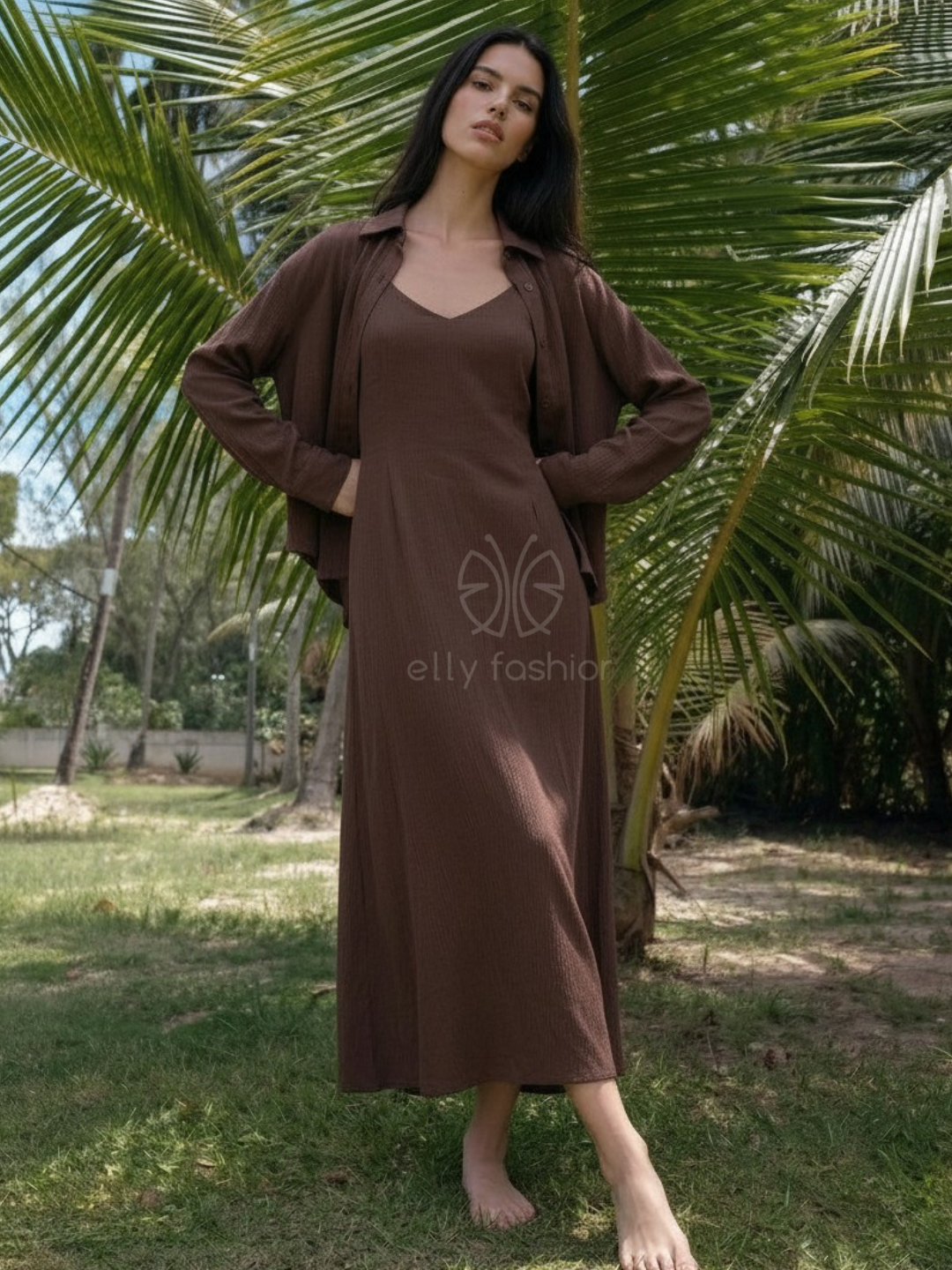 Платье-комбинация женское с рубашкой, комплект двойка Elly Fashion