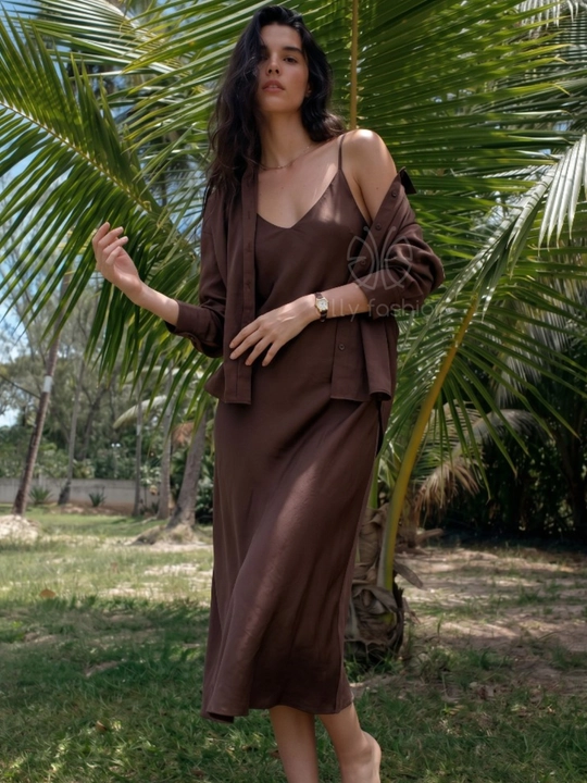 Платье-комбинация женское с рубашкой, комплект двойка Elly Fashion