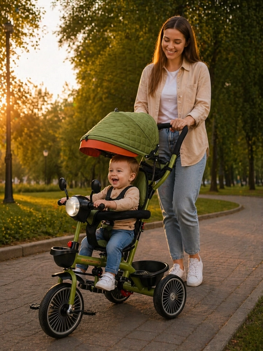 Bolalar uchun 3 g'ildirakli velosiped, o'rindiq 360 gradusga aylanadi, 3v1 velo-kolyaska