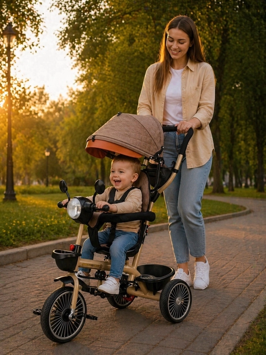 Bolalar uchun 3 g'ildirakli velosiped, o'rindiq 360 gradusga aylanadi, 3v1 velo-kolyaska