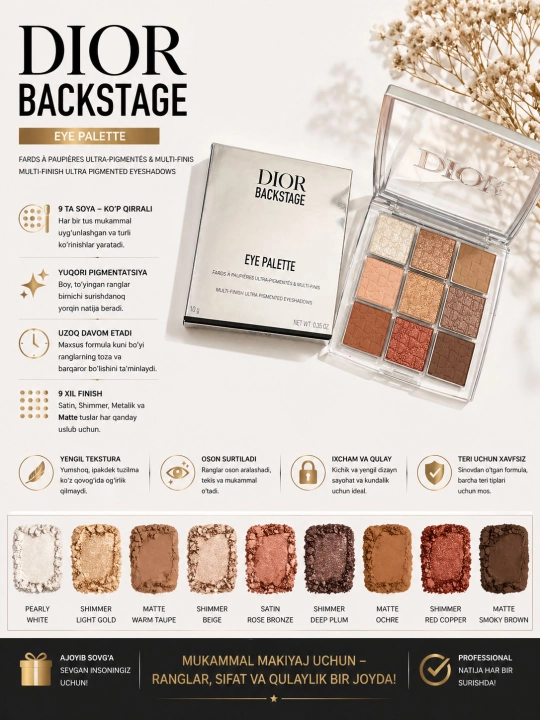 Dior Backstage Eye Palette (ko‘z uchun ten palitrasi)