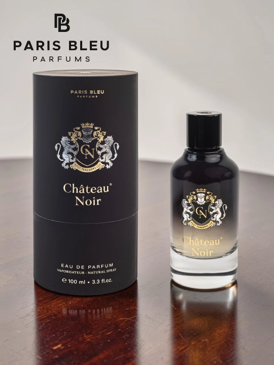 Erkaklar parfyumlangan suvi Paris Bleu Château Noir EDP 100 ml, ud, amber va sandal ifori