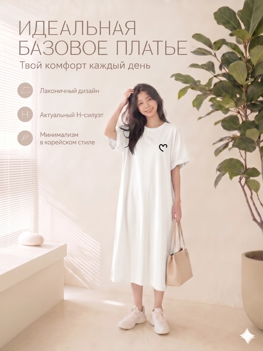 Платье-футболка женское, с принтом, белый/черный/серый, S-XL - 