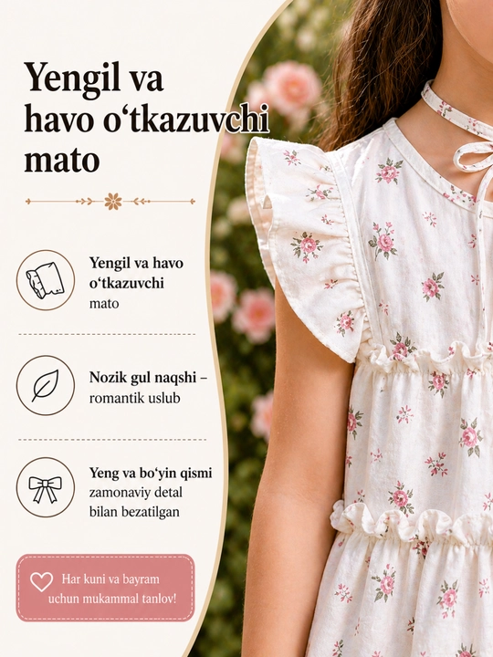 Платье для девочек 3-7 лет хлопок цветочный нежное летнее