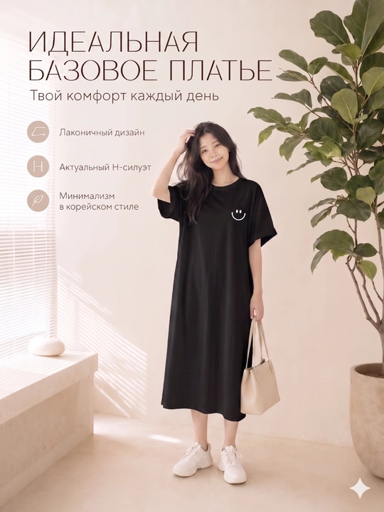 Платье-футболка женское, с принтом, белый/черный/серый, S-XL - 