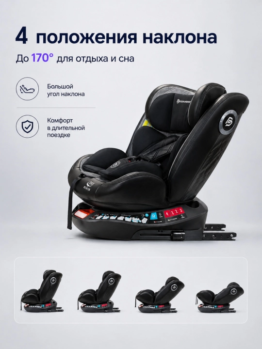 Детское автокресло 360° ISOFIX LATCH с наклоном и боковой защитой для поездок