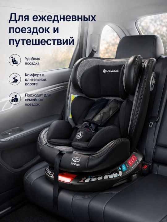 Детское автокресло 360° ISOFIX LATCH с наклоном и боковой защитой для поездок