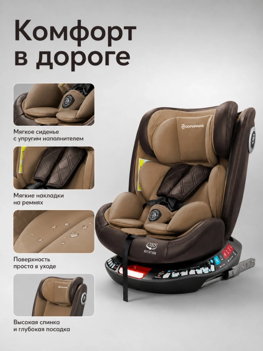 Детское автокресло 360° ISOFIX LATCH с наклоном и боковой защитой для поездок