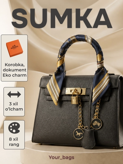 Женская сумка в стиле Hermes, подходящая для повседневного использования — BAGAZIZ-ERMES3X-ЧЕРН-22SM
