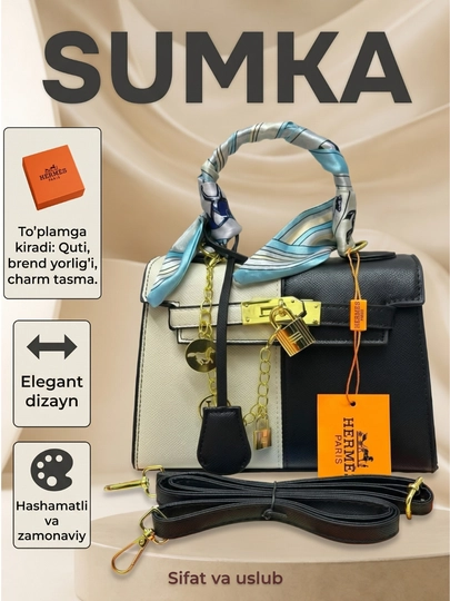 Женская сумка в стиле Hermes, подходящая для повседневного использования — BAGAZIZ-ERMES3X-ЧЕРНСТЕ-28SM