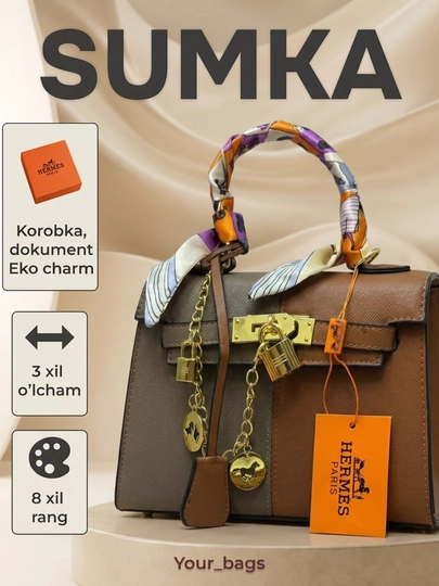 Женская сумка в стиле Hermes, подходящая для повседневного использования — BAGAZIZ-ERMES3X-СВЕТКОР-28SM