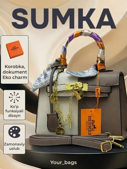 Женская сумка в стиле Hermes, подходящая для повседневного использования — BAGAZIZ-ERMES3X-РАЗНОЦВ-22SM