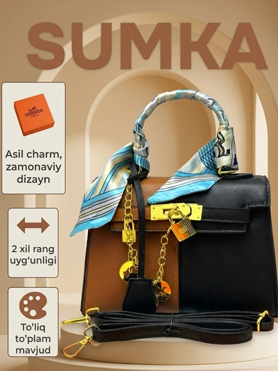Женская сумка в стиле Hermes, подходящая для повседневного использования — BAGAZIZ-ERMES3X-РЫЖИЙ-25SM