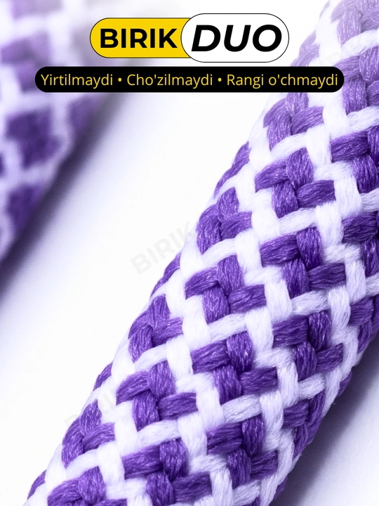 BIRIK DUO Круглые шнурки, 5 мм, для кроссовок — цветные антискользящие, 80 см