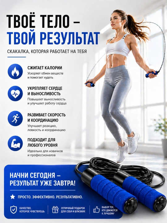 Fitnes va kardio uchun yumshoq dastali, sozlanadigan sport sakrash arqoni