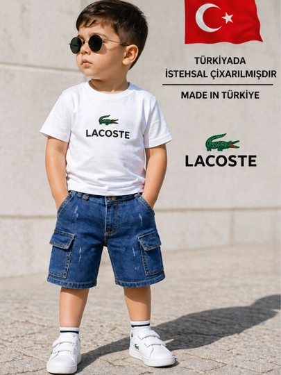 Турция. Джинсовые шорты для мальчиков Lacoste style cargo, 3–12 лет