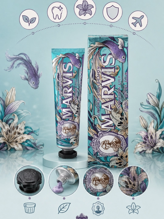 Marvis Garden Collection tish pastasi 75 ml Oqartirish va yangi nafas | Lily Rose - 