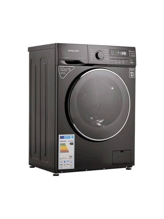 Avalon AVL-WM 8020 B kir yuvish mashinasi, 8 kg, inverter, qora, frontal, bug‘li
