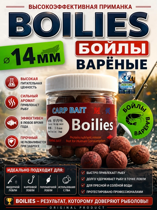 Бойлы для рыбалки, в упаковке 50 шт, Carp bait - 