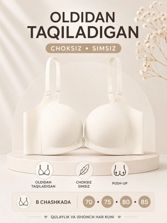 Ayollar push-up byustgalteri oldidan taqiladigan lifchik qulay, yumshoq chiroyli b chashka