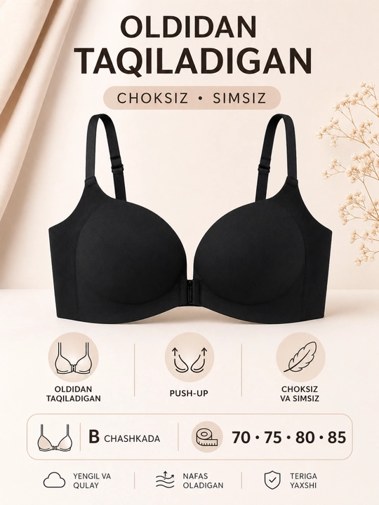 Ayollar push-up byustgalteri oldidan taqiladigan lifchik qulay, yumshoq chiroyli b chashka