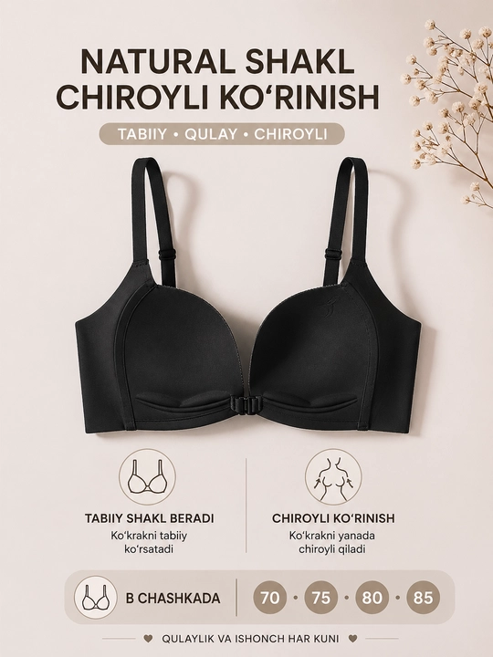 Ayollar push-up byustgalteri oldidan taqiladigan lifchik qulay, yumshoq chiroyli b chashka