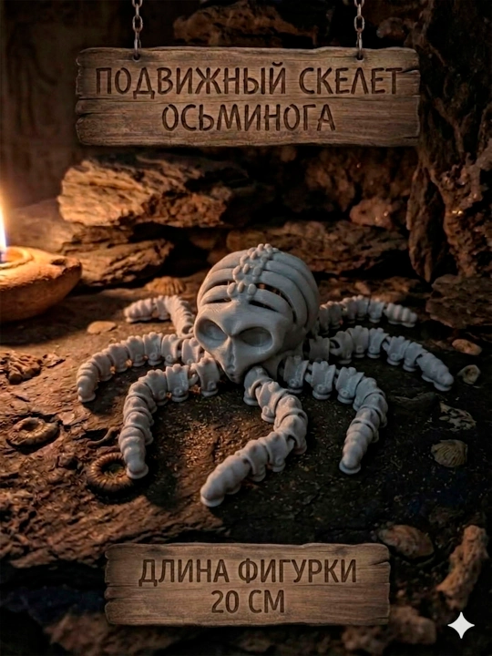 Скелеты. 3д фигурка. Подвижный паук краб и осьминог напечатанный на 3д принтере - 