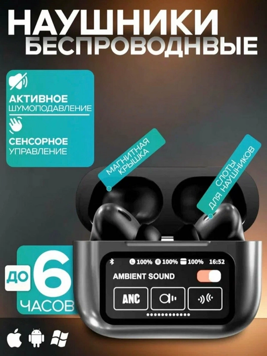Simsiz quloqchinlar displeyli – shovqinni kamaytiruvchi naushnik oq va qora
