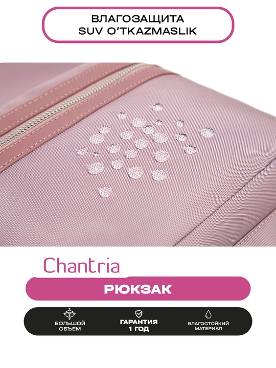 Chantria ayollar ryukzagi, shahar uchun, noutbuk uchun, suvga chidamli, sig'imli sumka