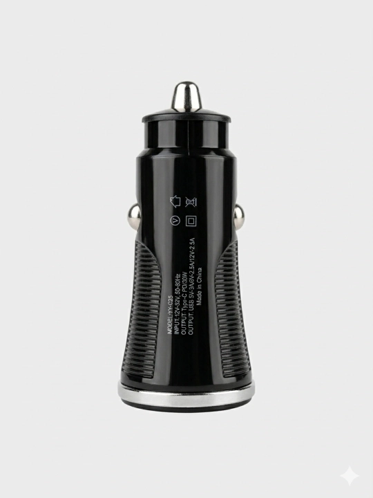 Avto zaryadkasi 2-port PD 30W Type-C + QC3.0 USB-A, qora