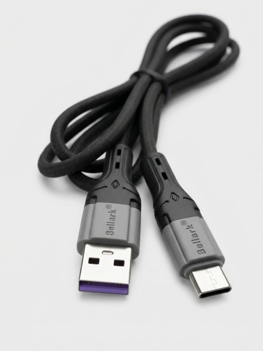 Bollark Type-C USB-C qora kabel tez va turbo zaryad 1.2 m - 