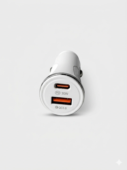 Avto zaryadka 2 port PD 30W Type-C + QC3.0 USB-A, oq