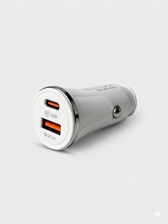 Avto zaryadka 2 port PD 30W Type-C + QC3.0 USB-A, oq