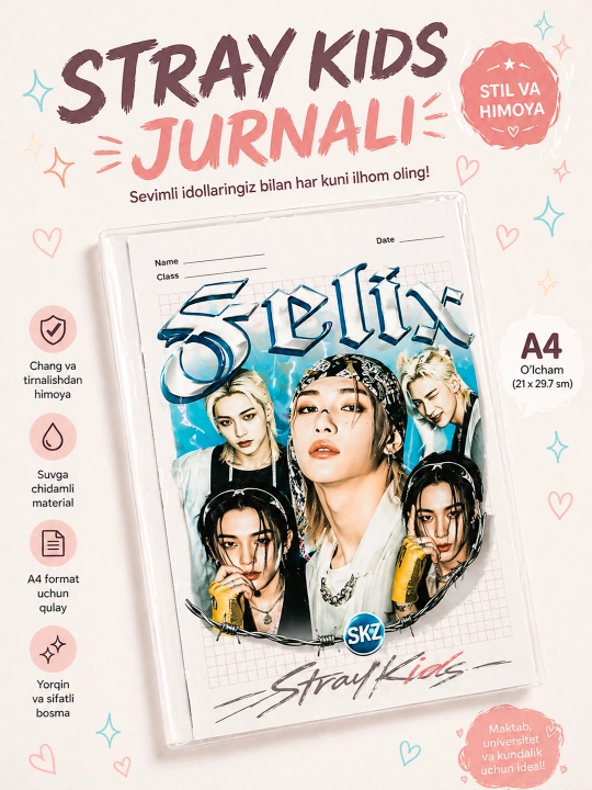 Stray Kids Jurnali, Daftar, Poster, Kalendar, Boshqotirmalar, A4 Formatida - 