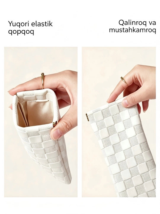 Ayollar moda ko'zoynak sumkasi, pushti rang, yumshoq nozik PU materiali