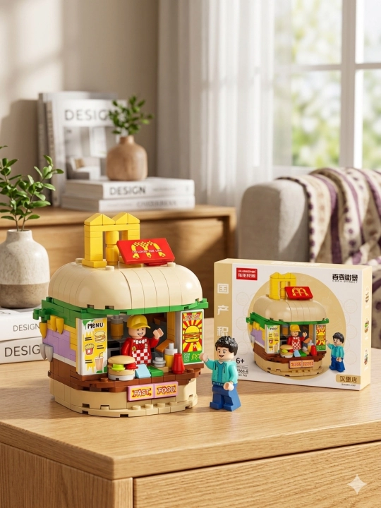 Мини конструктор Mini Bricks в виде фастфуд магазина креативная 3D игрушка для детей - 
