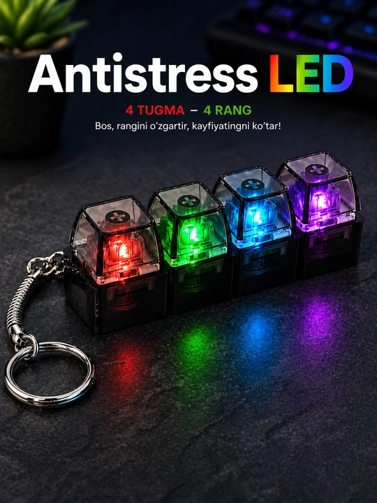 Антистресс клавиатура с LED подсветкой, брелок антистресс - 