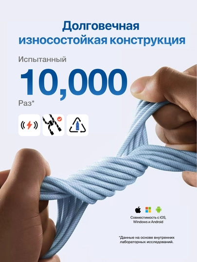 Kabel Type-C to Lightning 3.1, 6A, tez quvvatlash va ma’lumot uzatish uchun