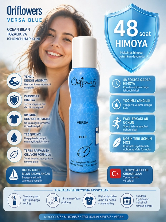 Dezodorant spreyi Oriflowers Lucia, 150 ml ayolar uchun dezodo'do'rant