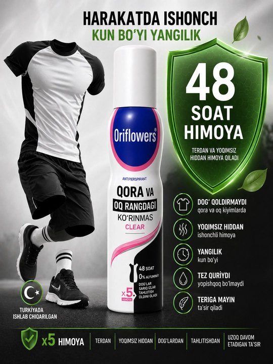 Dezodorant spreyi Oriflowers Lucia, 150 ml ayolar uchun dezodo'do'rant
