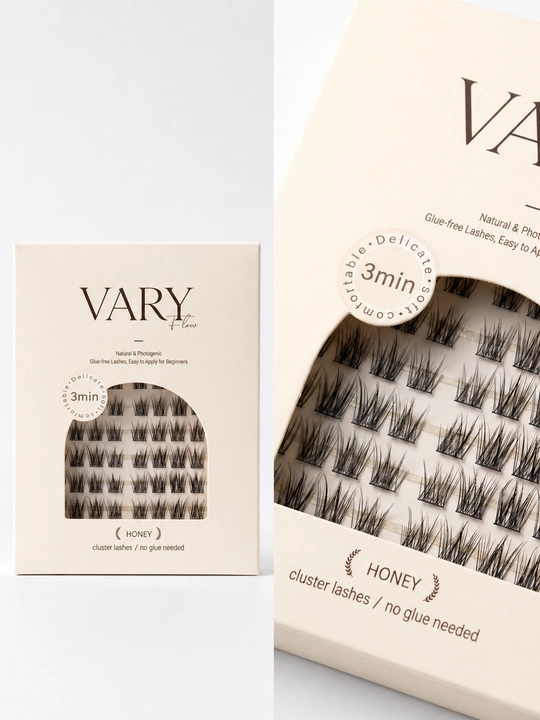 VARY FLOW HONEY o‘zi yopishadigan kiprik tutamlari, yelimsiz, 10 qator