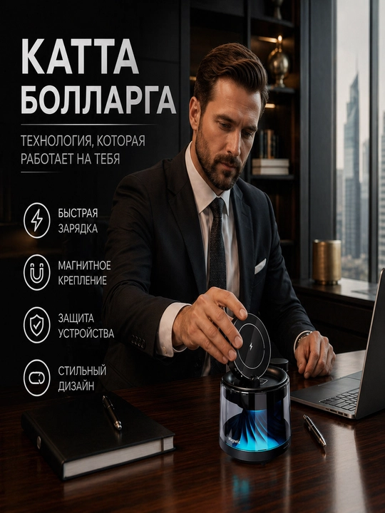 MagSafe 15W simsiz zaryadlovchi qurilma , telefonlar, aqlli soat va RGB yoritish